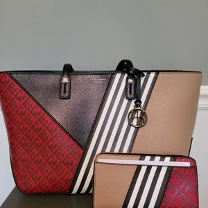 Henri Bendel W57th Mixed Media Tote with Matching Wallet